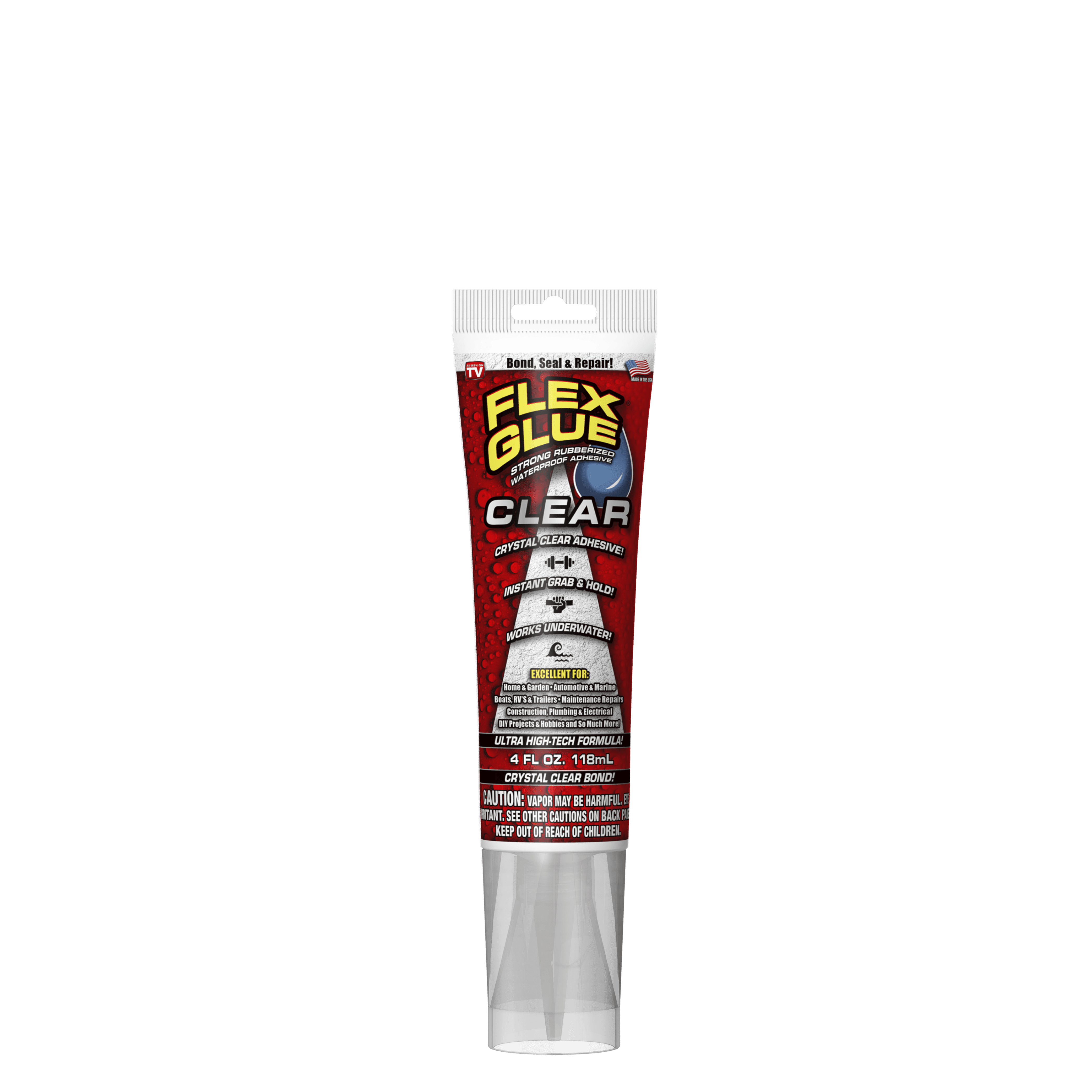 Flex Glue Strong Rubberized Waterproof Adhesive Sealant, 4 Ounce, Clear