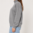 thumbnail image 2 of Women Mock Neck Sweatshirt Oversized Drop Shoulder Turtleneck Soft Long Sleeve Solid Color Pullover Casual Fall Everyday Tops Gray S, 2 of 8