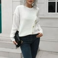 thumbnail image 6 of LEBONYARD Sweaters for Women,Women's Long Sleeve Knit Crewneck Casual Deals,Women's Design Button Sweater Women's Loose and Winter Long Sleeve Knit Sweater White L, 6 of 7
