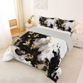 thumbnail image 3 of Castle Fairy Abstract Watercolor Wash Splash Full Size Comforter Sets 3-Piece,Retro Aesthetics Gold Leaves Bedding Comforter Set,Black Gold,Reversible,1 Comforter and 2 Pillowcases, 3 of 6