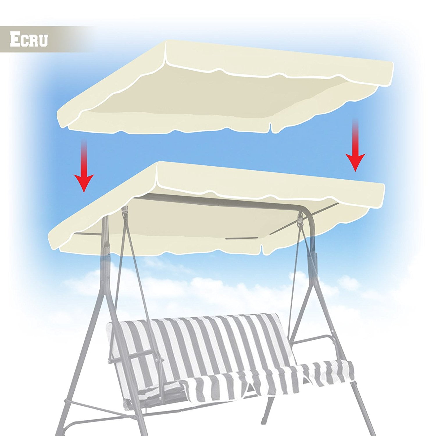 BenefitUSA Canopy ONLY Patio Outdoor 65x45 Seat Furniture Swing Canopy Porch Top Replacement Cover Beige 