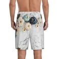thumbnail image 3 of Kdxio Pumpkin And White Marble Print Mens Sleep Shorts Bottoms Soft Comfy Pajama Wear Pants with Drawstring Pockets, 3 of 7