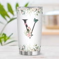 thumbnail image 2 of Personalized Initial V Tumbler: 20oz Monogrammed Coffee Mug – Unique Gift for Women on Birthday Mother's Day – Religious Christian Gift Personalized for Her, 2 of 6