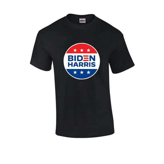 Poltiical Biden Harris 2020 Red, White, and Blue Circle Logo Short Sleeve T-shirt-Black-4xl