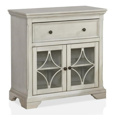 Bowery Hill Wood 1-Drawer Hallway Cabinet in Antique White Finish
