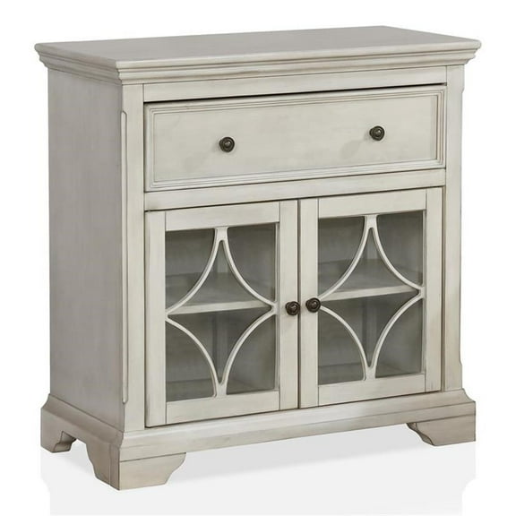 Bowery Hill Wood 1-Drawer Hallway Cabinet in Antique White Finish