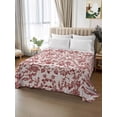 thumbnail image 2 of Farmhouse Red Flat Sheet Only Twin Size, Soft Breathable Bed Top Sheets for Mattress, Vintage Flower Leaf Botanical Plant Luxury Bedding Flat Sheets for Home Hotel Bedroom Bed Protection, 2 of 9
