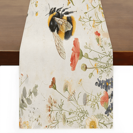 

Qzaxky Table Runner Boho Table Runner Bee Summer Floral Bohemian Boho Outdoor Table Runner Decoration for Indoor Outdoor Home Dinner Party Wedding Decor 13 x 72 Inch