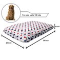 thumbnail image 2 of Abstract Pet Bed, Big Red Dots Squares and Dashed Lines Geometric Tile Print, Chew Resistant Pad for Dogs and Cats Cushion with Removable Cover, 24" x 39", Navy Blue White Red, by Ambesonne, 2 of 4