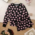thumbnail image 2 of HOWPAY Valentines Pajamas for Women Set Cute Heart Print Crew Neck Long Sleeve Pajamas with Shorts Causal Loungewear Comfy 2 Piece Lounge Set Black L, 2 of 8