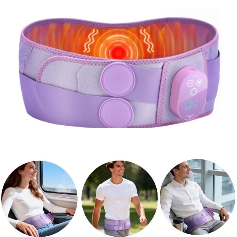 Cordless Hip Massage Wrap with Heat and Vibration, Portable Hip Massager Pad, Electric Heating Pad, 5 Heat Settings & 3 Vibration Modes, 3000mAh Battery, 3 Timers for Waist Thigh Relief