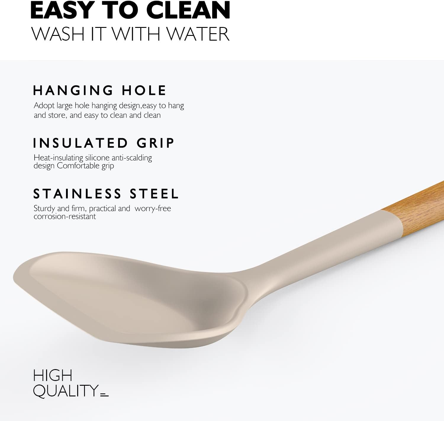 oannao 6-Piece Silicone Cooking Utensil Set with Wooden Handles photo 4