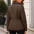 thumbnail image 4 of HCBY Women's Quilted Jacket Snap Button Front Lapel Collar Long Sleeve Lightweight Padded Coat with Pockets, Diamond Quilted Casual Outerwear for Fall Winter Work Everyday, 4 of 7