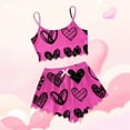thumbnail image 2 of CAIXIA Satin Pajamas For Women Valentine'S Day Women's Fashionable Sleeveless Camisole and Shorts Pajama Set with Heart Print Two Piece Sleepwear, 2 of 4
