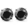 Pompeii3 2Ct Treated Black Diamond Studs Earrings In 14K Yellow Gold in Basket Setting