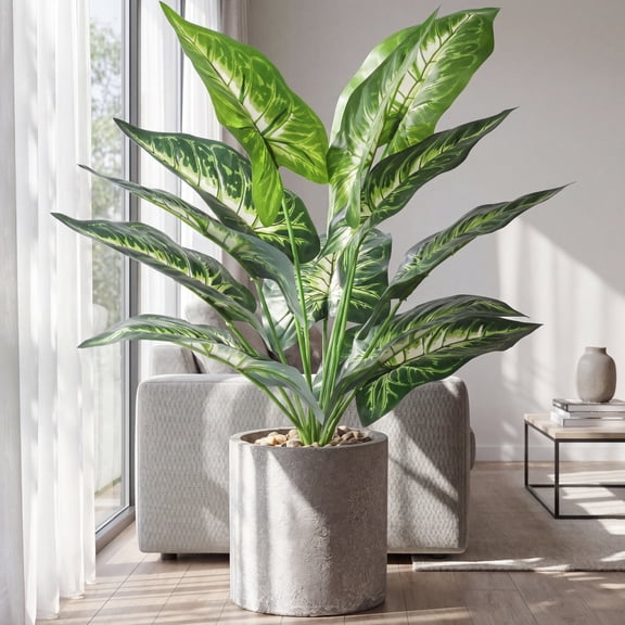 Miwamany 15.7 Inch Realistic Artificial Potted Plants, Lifelike Faux Calla Lily Greenery with Plastic Pot, UV Resistant Fake Plant for Outdoor Garden Patio Home Living Room Office Indoor Decor