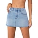 thumbnail image 4 of Falda corta casual de mezclilla con bolsillo y dobladillo sin rematar de cintura alta para mujer, 4 of 5
