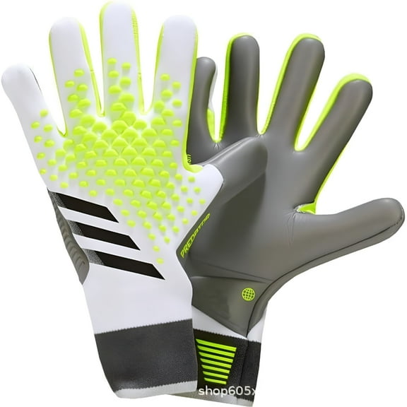 TELOLY Soccer Goalkeeper Gloves Goalie Training Gloves Strong Grip Anti-Slip and Breathable for Adults and Children (White Grey, 6)