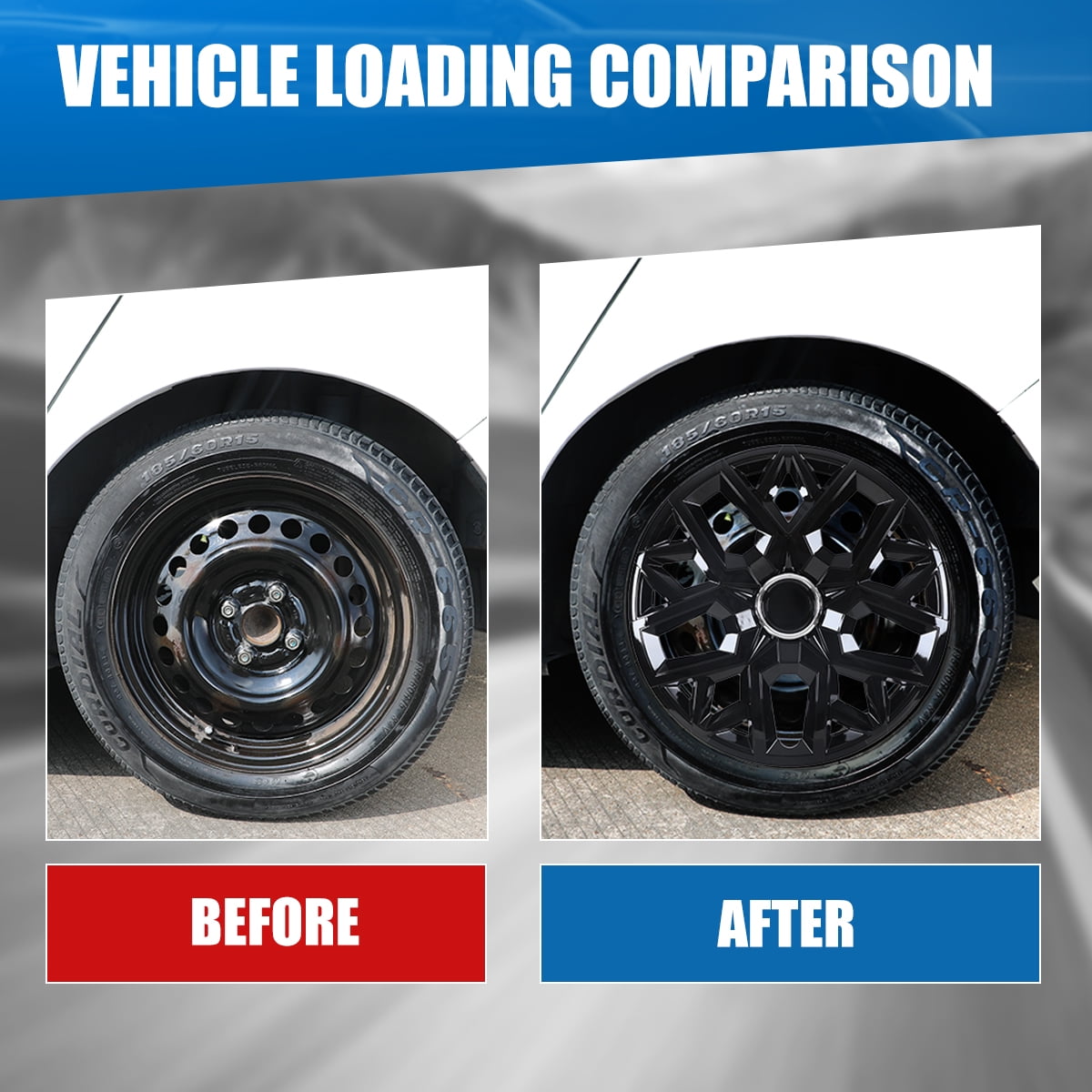 4Pcs Wheel Rims Cover,17 inch Universal Hubcap for Steel Wheel Rims Cover,Snap on Installation with Retention Rings,Black Lacquer