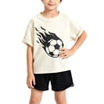 thumbnail image 2 of Boys Kids Soccer Outfit 2 Piece Athletic Short Set, Black Breathable with Soccer Ball on Fire Graphic, Size 90-160,Size 7-8 T, 2 of 6