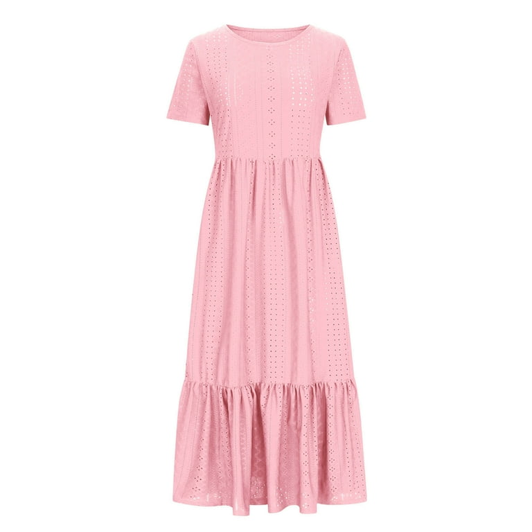 Baikeli Cheap Dress Women's Fashion Round Neck Short Sleeve Printed Dress  Womens Summer Dresses - Walmart.com