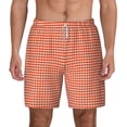 thumbnail image 3 of Uemuo Orange Gingham Pattern Mens Swim Trunks Quick Dry Board Shorts with Mesh Lining, Stretch Beach Shorts Quick Dry No-Chafing Board Shorts-X-Large, 3 of 9