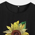 thumbnail image 5 of Feancey Womens Casual Tops Short Sleeve Linen Blouse Summer Boho Floral Print T Shirts Side Slit Loose Crewneck Tee Vintage Beach Vacation Tshirt Summer Sales Black XL, 5 of 5