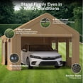 thumbnail image 6 of Lumiparty 13' x 20' Heavy Duty Outdoor Carport, Portable Car Tent Garage with 4 Roll-up Windows & 4 Doors, for Pickup Truck, Tractor,Boat,Motor, Yellow, 6 of 8