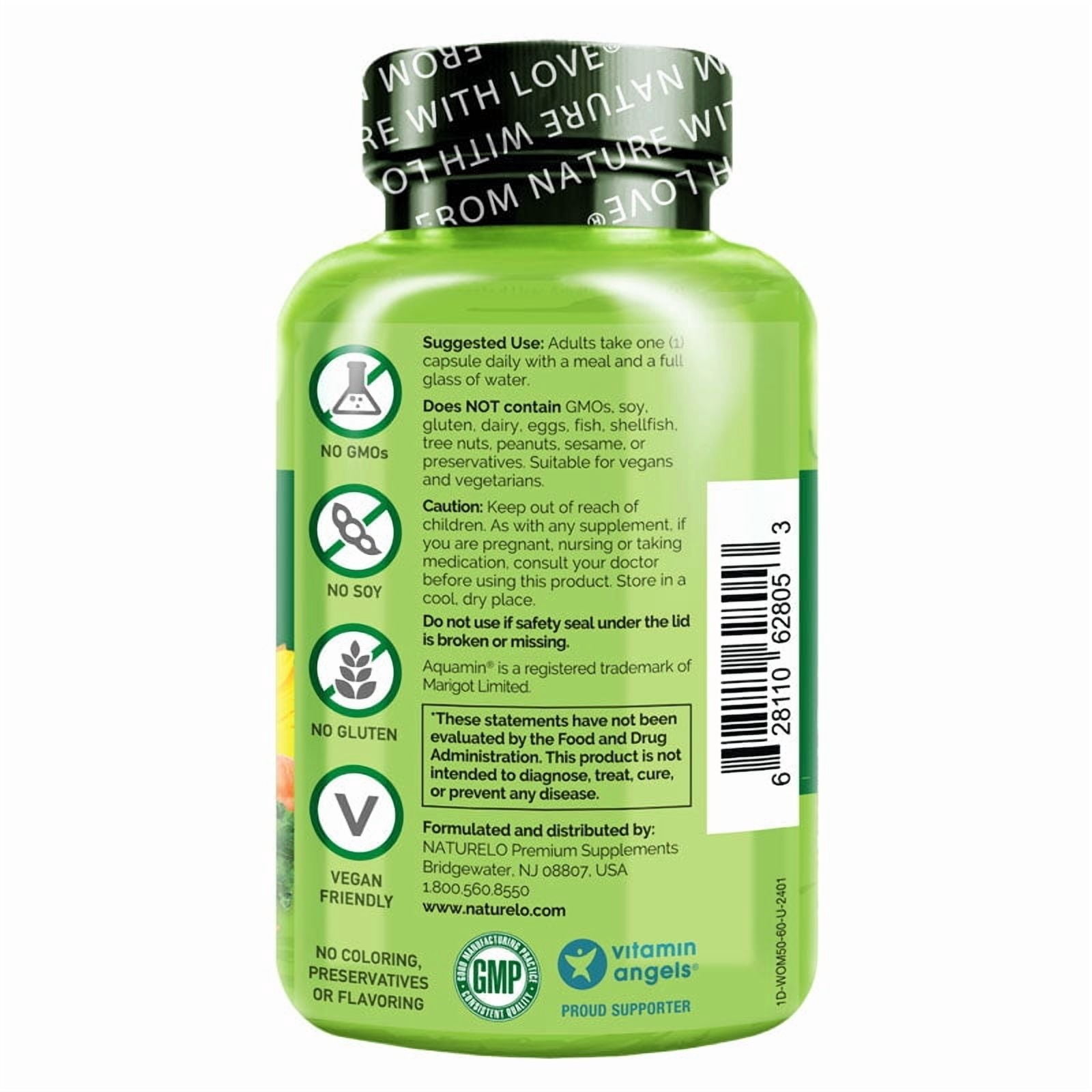 NATURELO One Daily Multivitamin for Women 50+ (Iron Free) - Menopause Support for Women Over 50 - Whole Food Supplement - Non-GMO - No Soy - 60 Capsules - 2 Month Supply