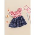 thumbnail image 6 of Aojekbee Toddler Girls Summer Dress Casual 4th of July Star Stripe Print Off-Shoulder Dress for Beach Party Cute Clothes, 6 of 10
