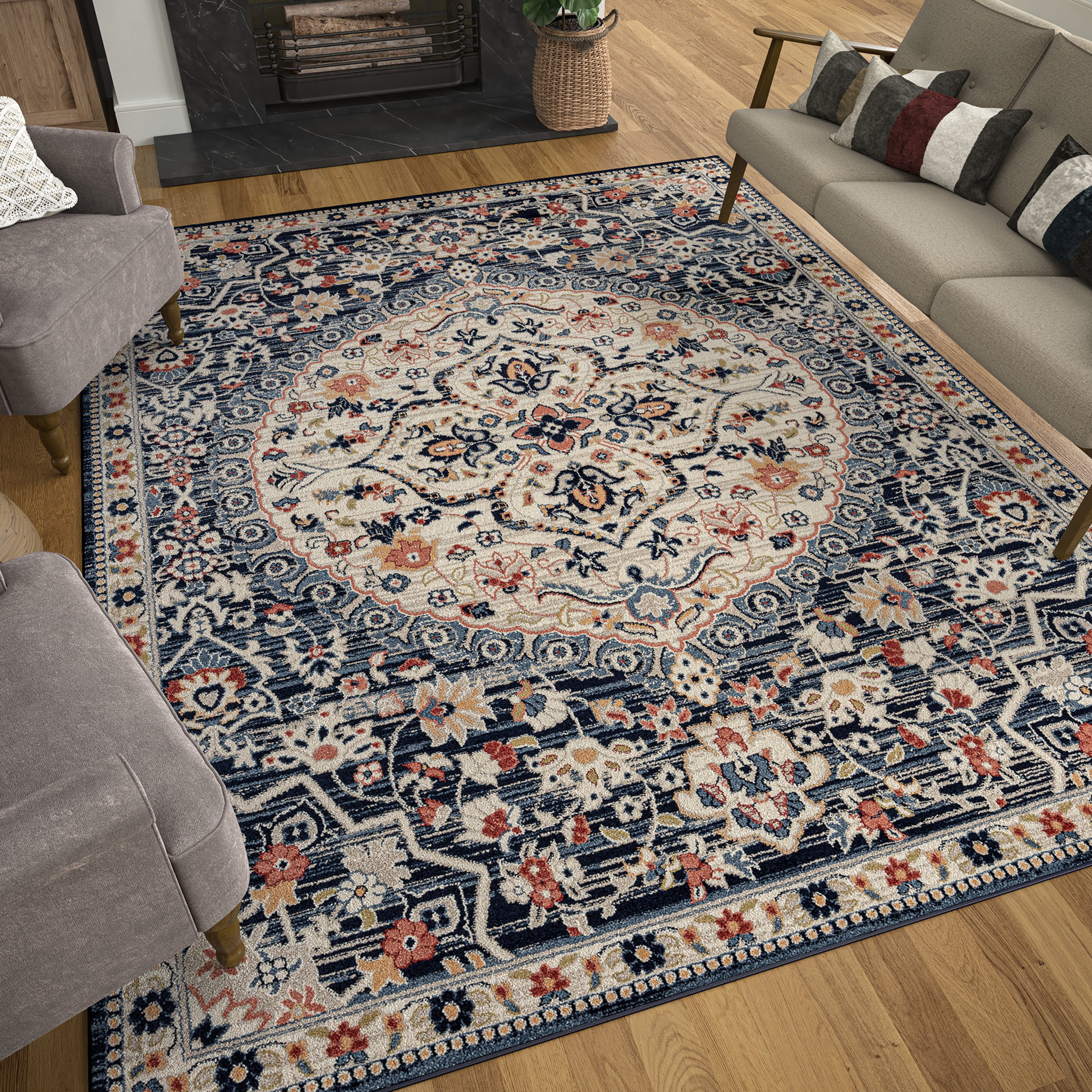 8x10 Modern Navy Large Area Rugs for Living Room | Bedroom Rug | Dining Room Rug | Indoor Entry or Entryway Rug | Kitchen Rug | Alfombras para Salas 7'11'' x 10'3''