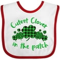 thumbnail image 3 of Inktastic St. Patrick's Day Cutest Clover in the Patch in Plaid Boys or Girls Baby Bib, 3 of 4