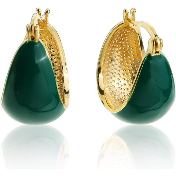 Thick Chunky Huggie Hoop Earrings for Women – Statement Vintage Gold Pated Cubic Zirconia Sensitive Ears Hypoallergenic Stud Jewelry Gift