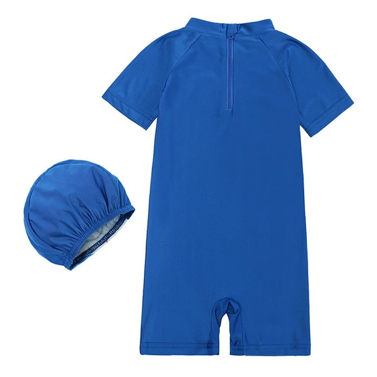 JDEFEG Boy Surf Suit Toddler Kids Baby Boys Girls Swimsuit 1 Piece Zipper Bathing Suit Swimwear with Hat Rash Guard Surfing Suit Upf 50 Boy Guard