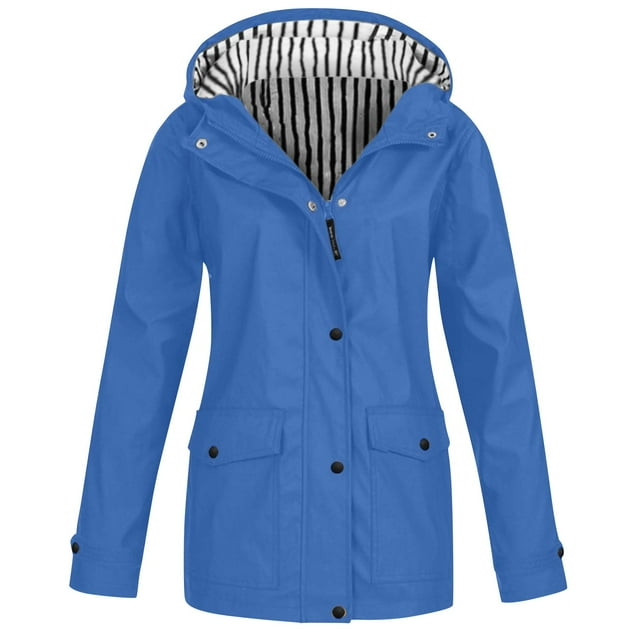 iHPH7 Manteau de Pluie pour Femmes avec Capuchon Longs Manteaux de Pluie pour Femmes Imperméable Trench pour Femmes Manteau de Pluie pour Femmes Imperméable Manteau à Capuchon pour Femmes Imperméable Manteau de Randonnée pour Femmes Bleu Ciel TTG