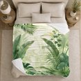 thumbnail image 5 of Soft Green Tropical Palm Leaves and Misty Botanical Foliage, Botanical Rainforest Art for Plant Lovers, Birthday Gift, Cozy Flannel Blanket for Bedroom, Fresh Home Decor, 5 of 9