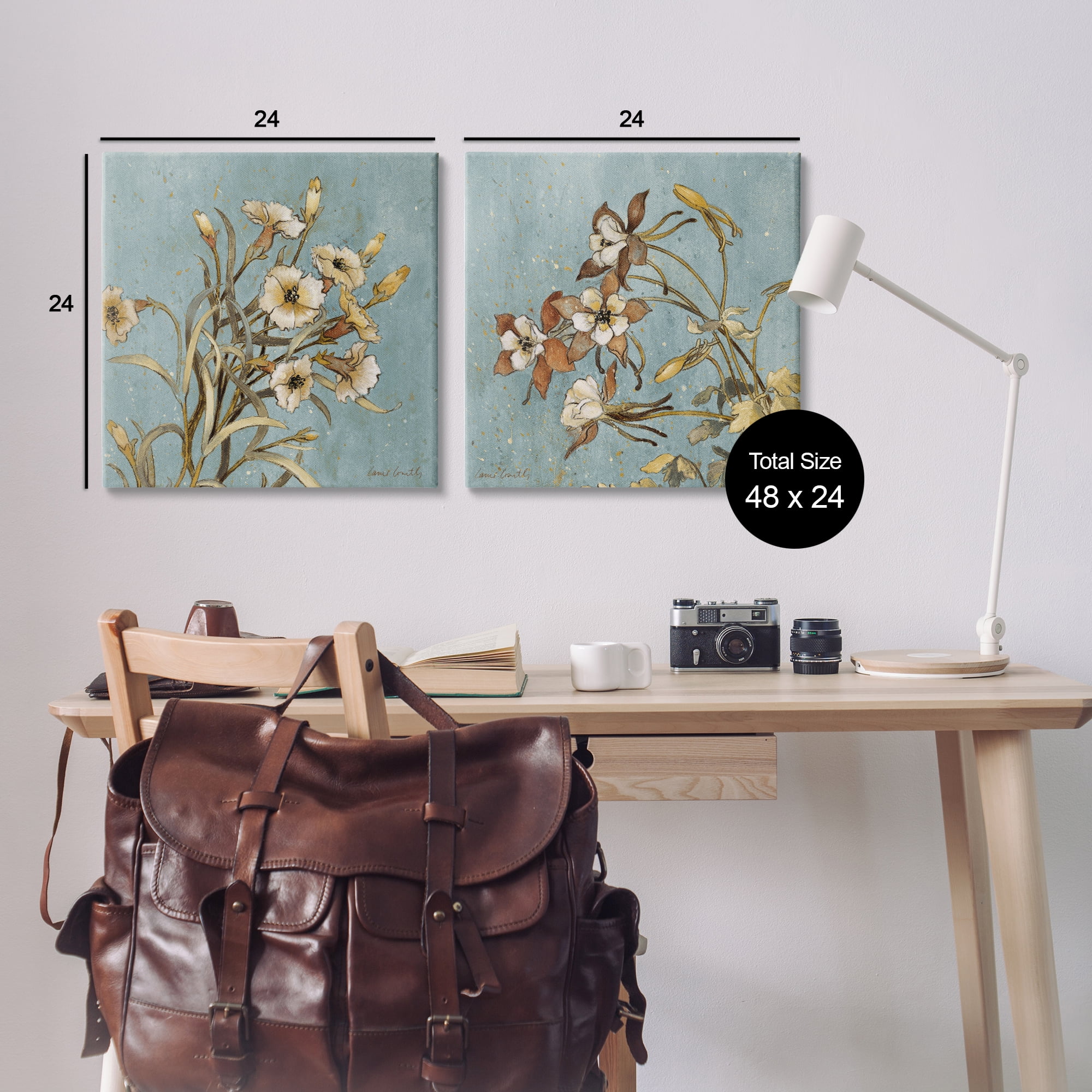 Stupell Industries Traditional Flower Portrait Plants & Flowers Painting Wrapped Canvas Art Print Wall Art, 24 x 24, Set of 2