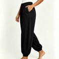 thumbnail image 5 of Plus Size Women's Polyester High Waist Loose Jogger Pants, Breathable Cuffed Ankle Side Pocket Trousers, Relaxed Loungewear Bottoms for Travel Daily Errands | TruHer,Black 2XL, 5 of 7