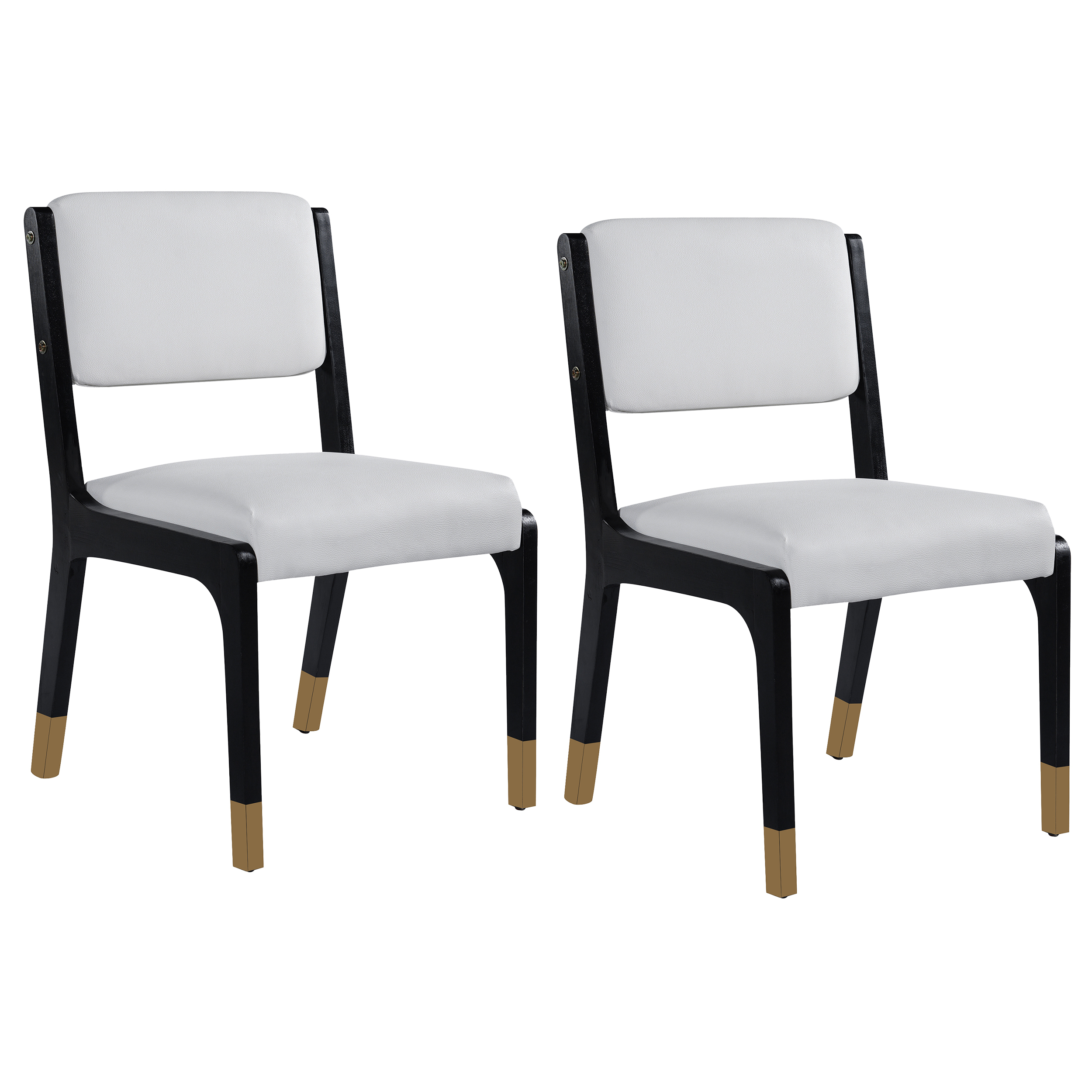 Euroco Wooden Dining Chairs Set of 2, Modern Farmhouse Fabric Upholstered Kitchen Side Chairs with Padded Seat for Dining Room,Black