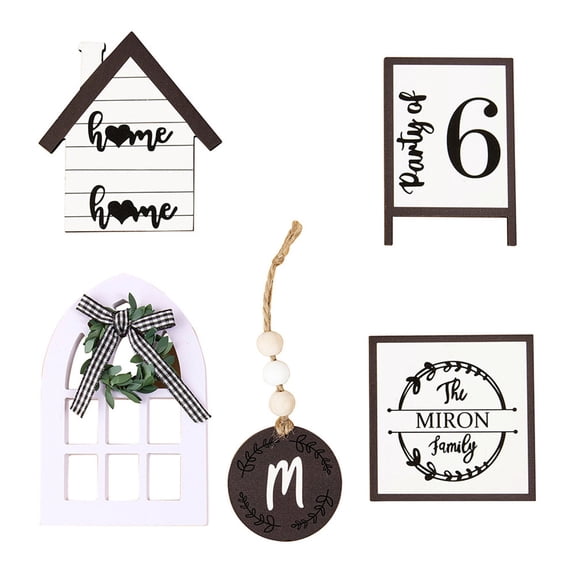 Tyeign Farmhouse Tiered Tray Decor Set, Rustic Wooden Mini Signs with Led Fairy Lights, Kitchen Table Centerpiece for Coffee Bar Shelf, Housewarming Gift, 1 Set of Tray , 1 Set of Tray Decorations