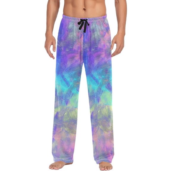 GZHJMY Iridescent Men's Pajama Pants, Soft and Comfortable Lounge Sleep Bottoms with Pockets, Men's Sleepwear with Custom Print, Small