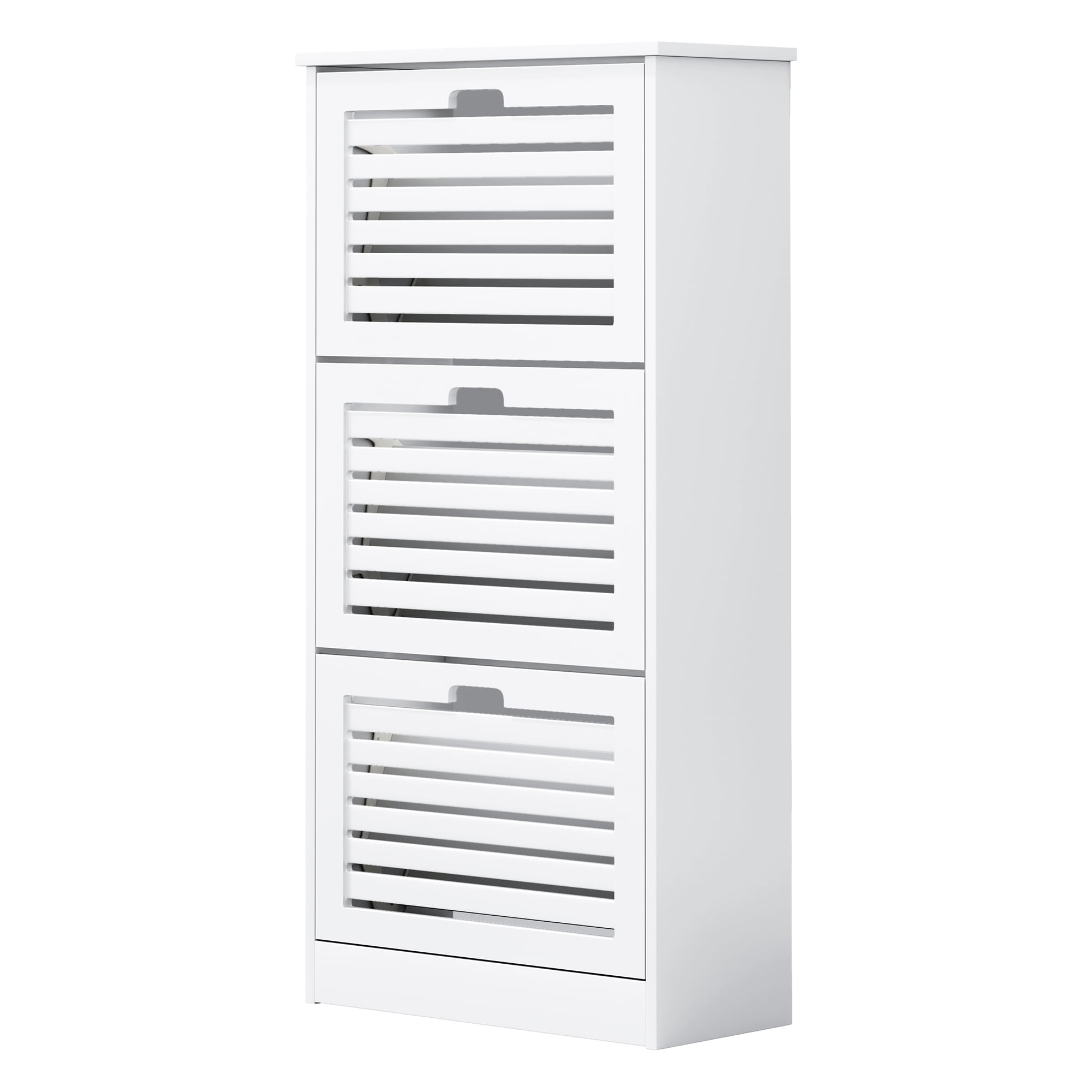 Yardi Yard Modern Wooden Shoe Storage Organizer Cabinet for Entryway with 3 Flip Drawers, White Yardi Yard Modern Wooden Shoe Storage Organizer Cabinet for Entryway with 3 Flip Drawers, White