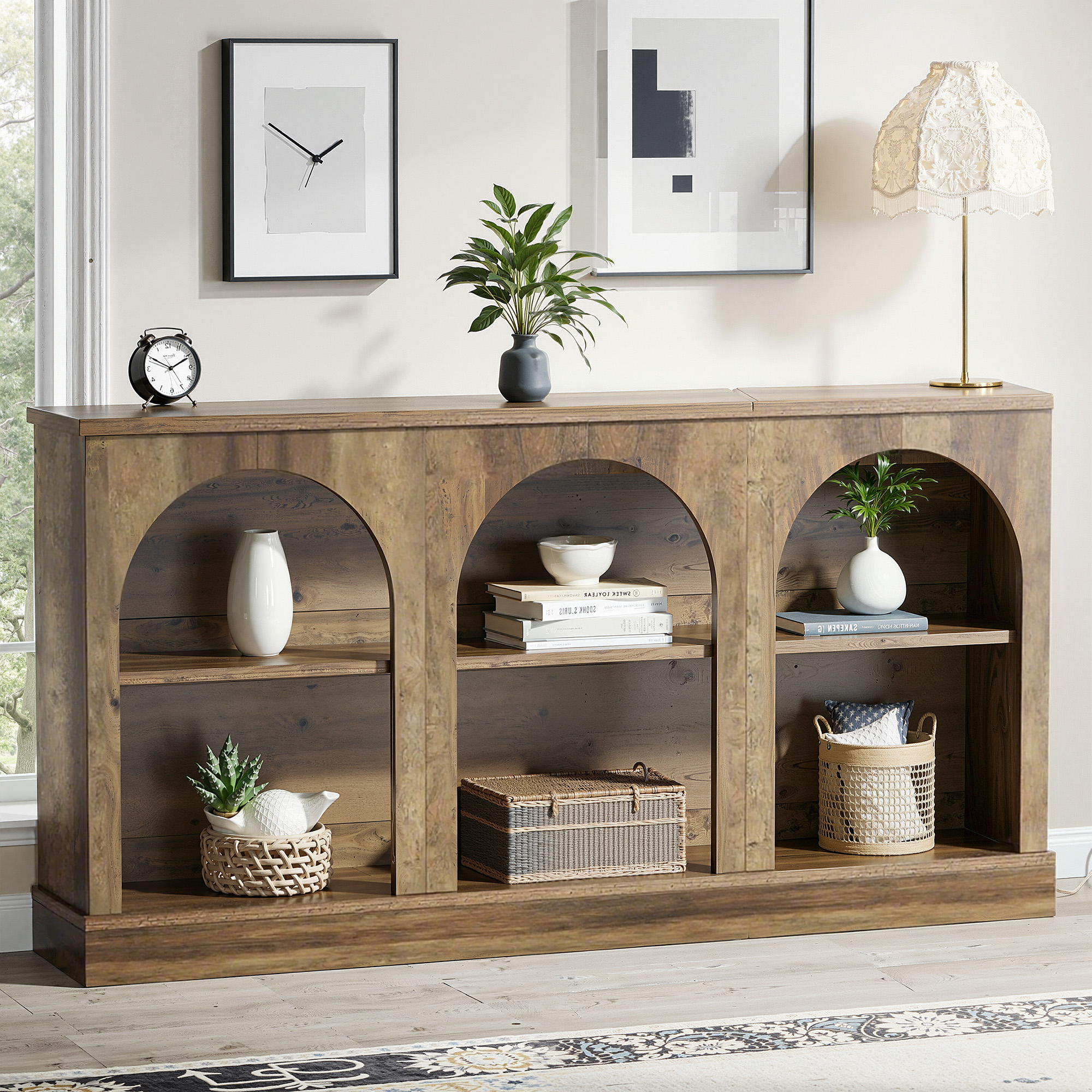MAYEERTY Multi-Functional Farmhouse Entry Table, Versatile as Sofa Table, Hall Table & TV Stand