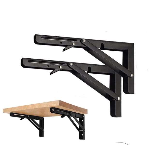 Soportes plegables para estantes MIKMAYTOO, color negro, carga máxima de 100 kg