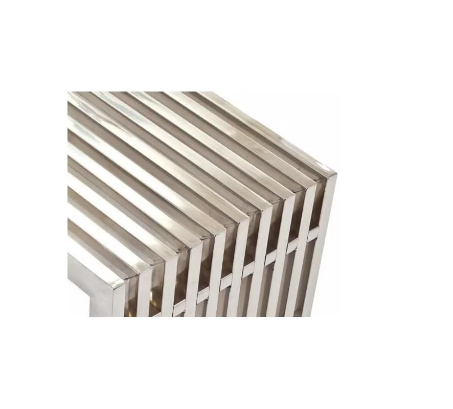 Oaken Small Bench in Chrome, Metal Bench, Polished Bench in Chrome, Small Metal Bench, Entry Bench, Metal Modern Bench in Polished finish