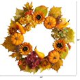 thumbnail image 2 of 22in. Autumn Hydrangea, Pumpkin and Sunflower Artificial Fall Wreath, 2 of 4