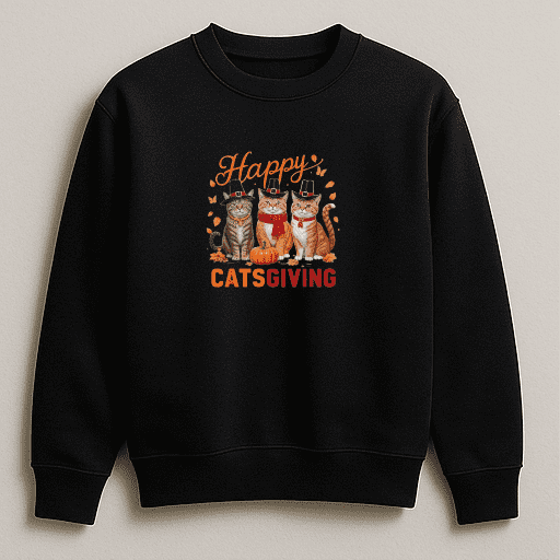 Happy Catsgiving Pumpkin Thanksgiving Autumn Season Cat Graphic Sweatshirt, up to size 5XL