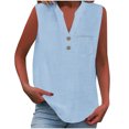 thumbnail image 2 of Tdoqot Womens Tank Tops with Pocket- Loose Fit Summer Casual V-Neck Sleeveless Shirts Light Blue Size M, 2 of 7