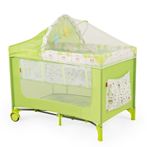 Cuna Corral Plegable con Cambiador y Dos Niveles D´Bebe - Verde