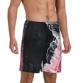 thumbnail image 2 of Balery Pink White Ocean Waves Pantalones cortos de pijama de punto de algodón para hombre con cinturilla y bolsillos-3X-Large, 2 of 6